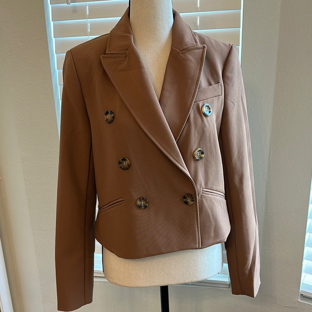 Joie Double-Breasted Tan Blazer